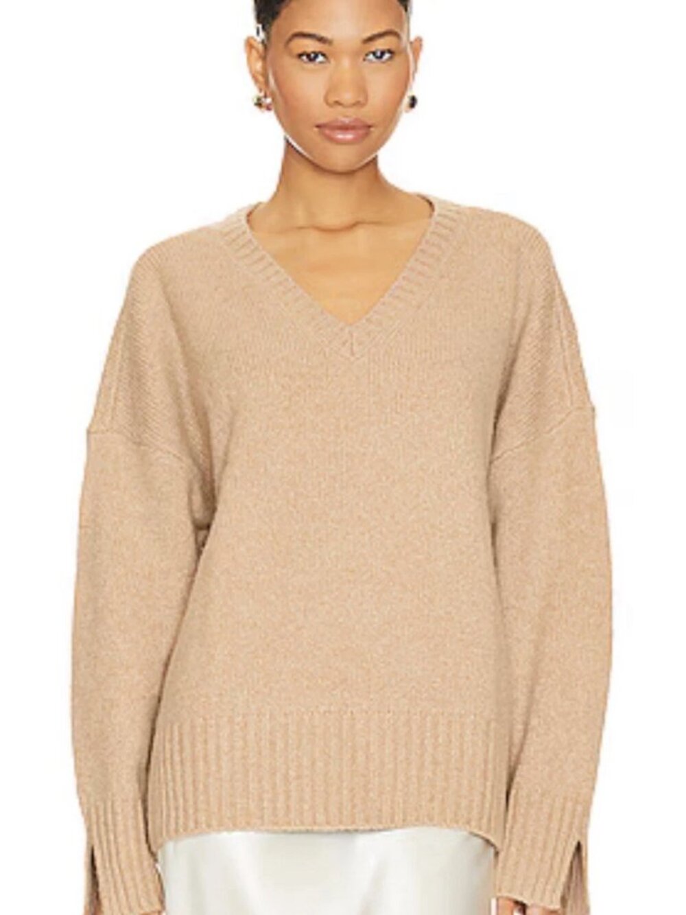 Favorite Daughter The William V-Neck Sweater Wool Cashmere Oatmeal S